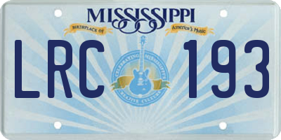 MS license plate LRC193