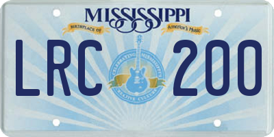 MS license plate LRC200