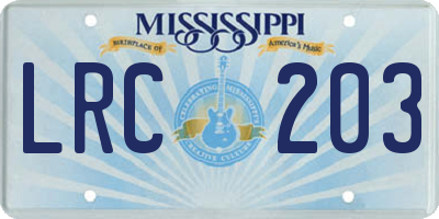 MS license plate LRC203