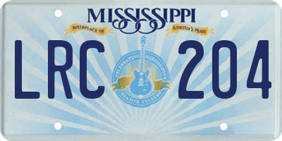 MS license plate LRC204