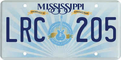 MS license plate LRC205