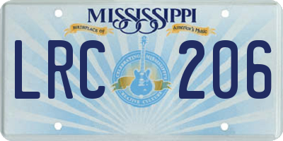 MS license plate LRC206