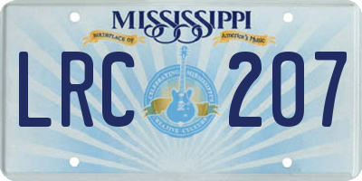 MS license plate LRC207
