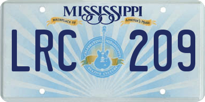 MS license plate LRC209