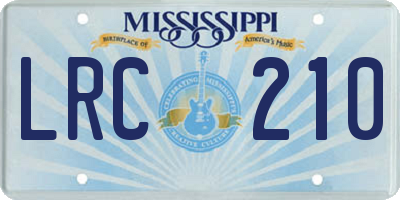 MS license plate LRC210