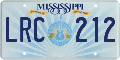 MS license plate LRC212