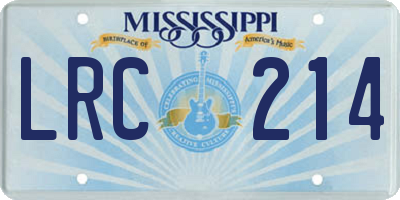 MS license plate LRC214