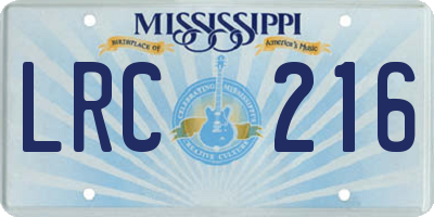 MS license plate LRC216