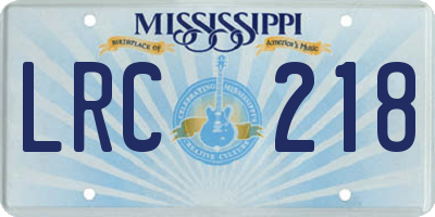MS license plate LRC218