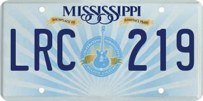 MS license plate LRC219