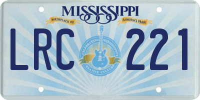 MS license plate LRC221
