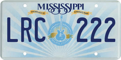 MS license plate LRC222