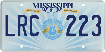 MS license plate LRC223