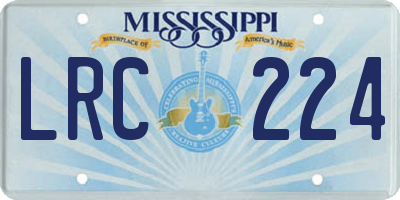 MS license plate LRC224