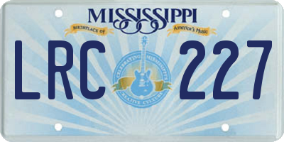 MS license plate LRC227