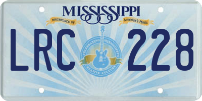 MS license plate LRC228
