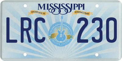 MS license plate LRC230
