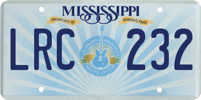 MS license plate LRC232