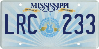 MS license plate LRC233