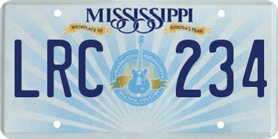 MS license plate LRC234