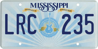 MS license plate LRC235