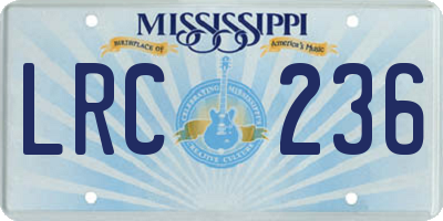 MS license plate LRC236