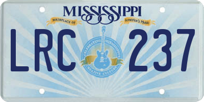 MS license plate LRC237
