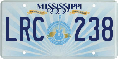 MS license plate LRC238