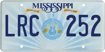 MS license plate LRC252