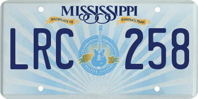 MS license plate LRC258