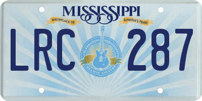 MS license plate LRC287