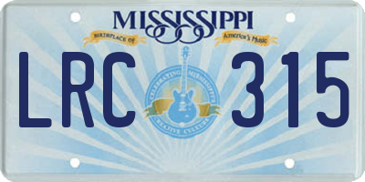 MS license plate LRC315