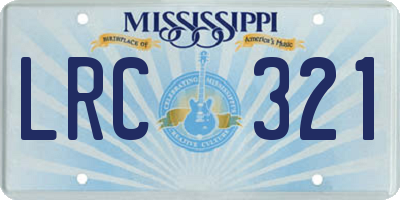 MS license plate LRC321