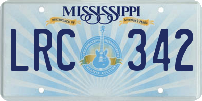 MS license plate LRC342