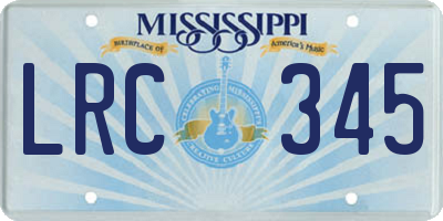 MS license plate LRC345