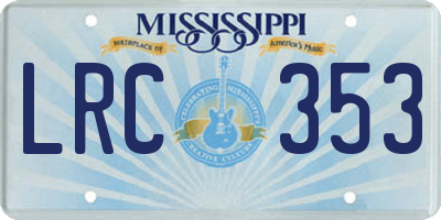 MS license plate LRC353