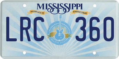 MS license plate LRC360