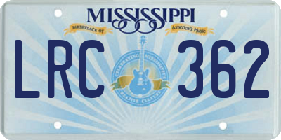 MS license plate LRC362