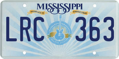 MS license plate LRC363