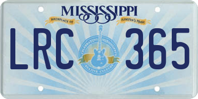 MS license plate LRC365