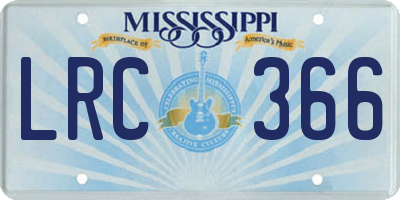MS license plate LRC366