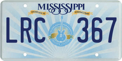 MS license plate LRC367