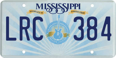 MS license plate LRC384