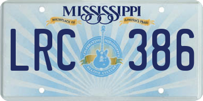 MS license plate LRC386
