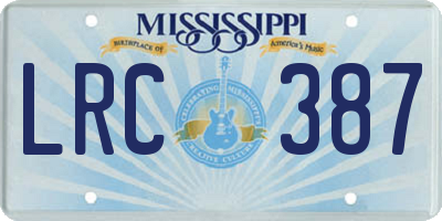MS license plate LRC387