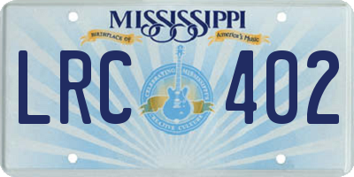 MS license plate LRC402