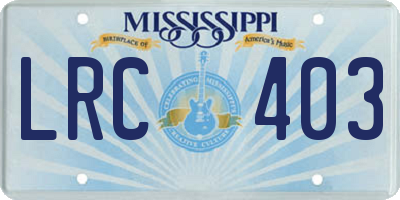 MS license plate LRC403