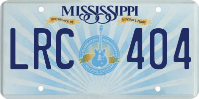 MS license plate LRC404