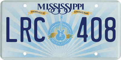 MS license plate LRC408