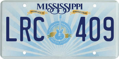 MS license plate LRC409